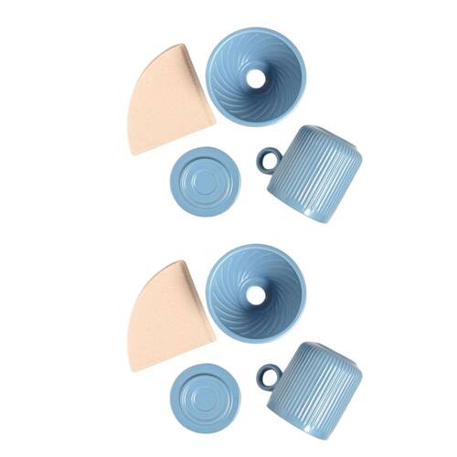 2PK Coffee Culture 320ml Ceramic Pour Over Coffee Dripper Set - Blue