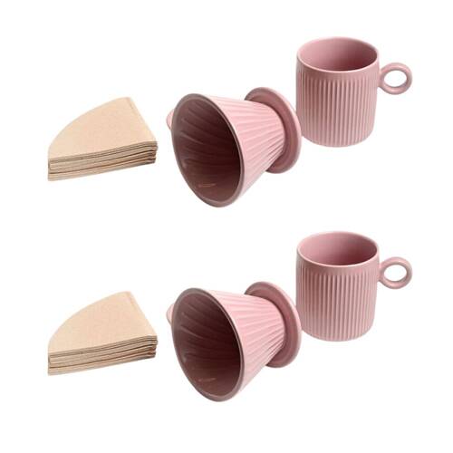 2PK Coffee Culture 320ml Ceramic Pour Over Coffee Dripper Set - Pink