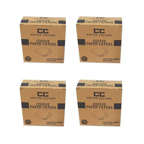 4x 100pc Coffee Culture 2-Cup Coffee Pour Over Paper Filter Size 1