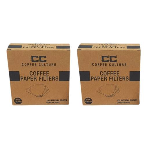 2x 100pc Coffee Culture 4-Cup Coffee Pour Over Paper Filter Size 1
