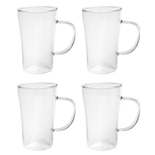 4pc Coffee Culture Luca 330ml Glass Single Wall Mug Set - Clear