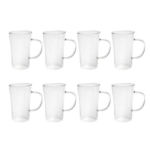 2x 4pc Coffee Culture Luca 330ml Glass Single Wall Mug Set - Clear