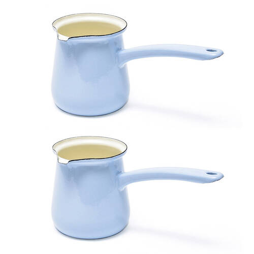 2PK Coffee Culture Enamel 300ml Stovetop Turkish Coffee Pot - Sky