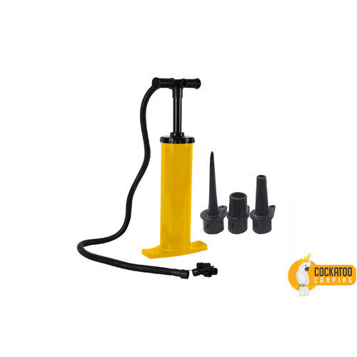 Cockatoo Camping 38cm Double Action Hand Air Pump - Yellow