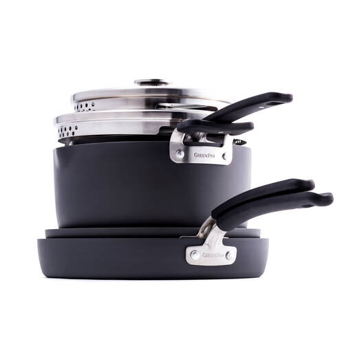 6pc Greenpan Levels Hard Anodized Stackable Nonstick Cookware Set