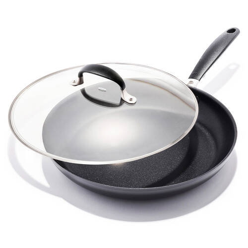 OXO 30cm Aluminium Good Grips Nonstick Frying Pan Skillet w/  Lid Grey