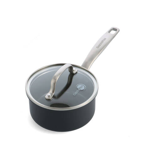 Greenpan 20cm Aluminium Chatham Saucepan w/ Lid Black