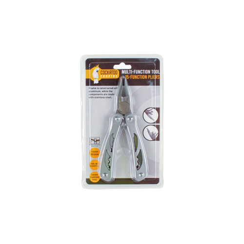 Cockatoo Camping 15-in-1 Aluminium Multi-Tool w/ Bottle Opener - Silver