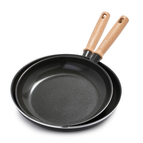 2pc Greenpan 9.5"/11" Hudson Ceramic Frying Pan Set Browny Black