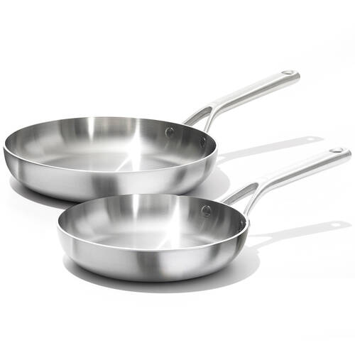 2pc OXO Stainless Steel Mira Series Frypan Cooking Set Silver