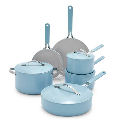 11pc Greenpan Greenlife Dream Cookware Set Ceramic Non-Stick Blue Haze