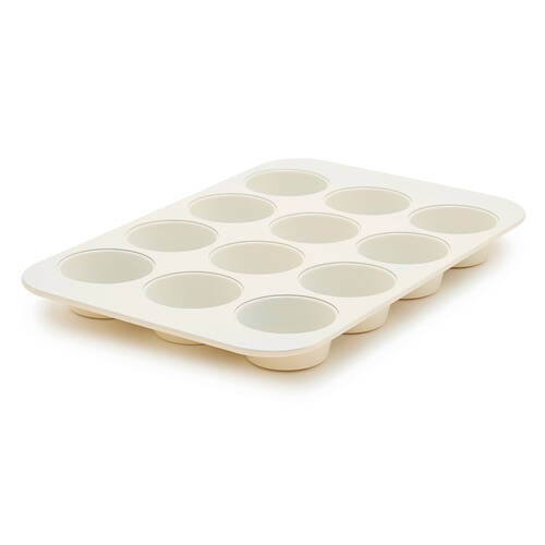 Greenpan Reserve 12 Cup Muffin Pan Ceramic Non-Stick Baking Tray Cream White