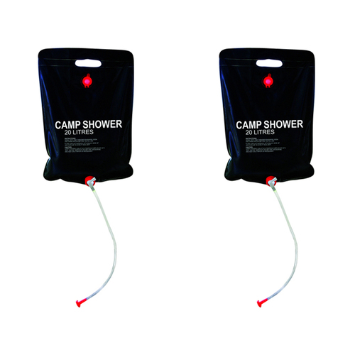 2x Cockatoo Camping 20L/31cm Outdoor Solar Shower - Black