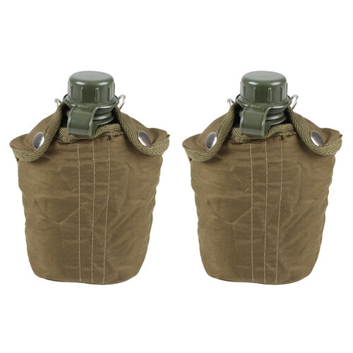 2PK Cockatoo Camping 1qt Canteen Water Container w/ Cover - Army Green