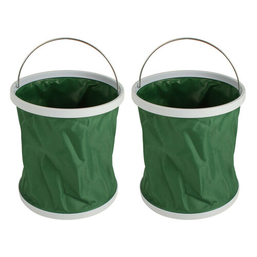 2PK Wildtrak Collapsible Foldable 11L Storage Bucket - Green