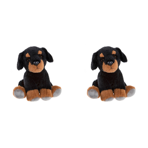2PK Charlie Bears Cuddle Cub Rottie Dog Kids Soft Play Toy 0m+ - Black