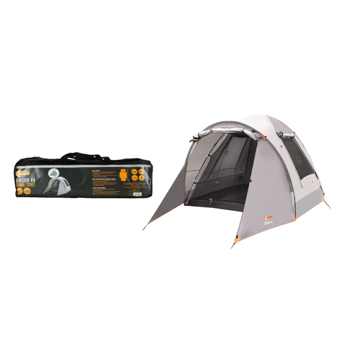 Cockatoo Camping Gibson 4V Dome Tent Outdoor Shelter - Grey