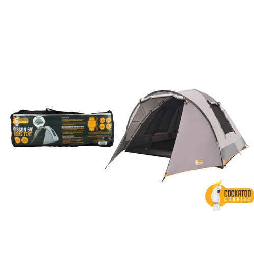 Cockatoo Camping Gibson 6V Dome Tent Outdoor Shelter - Grey