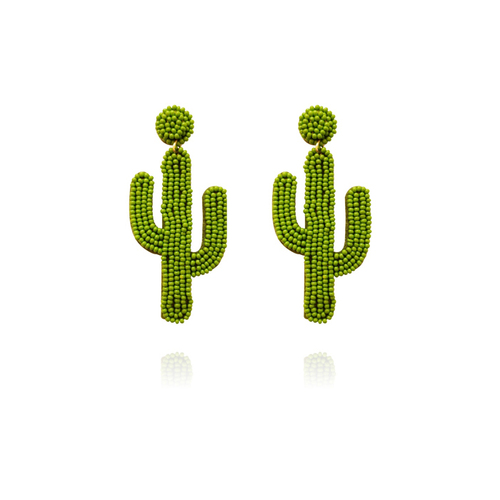 Culturesse Ina Wild Desert 8cm Earrings For Pierced Ears - Lime
