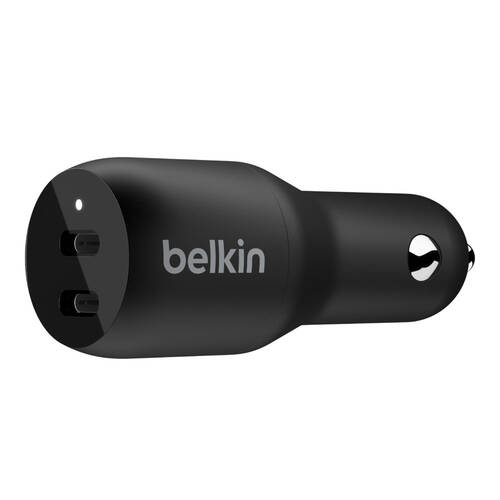 Belkin Dual USB-C 36W Car Charger - Black
