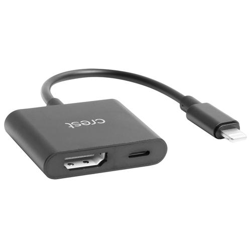 Crest 9cm Lightning Male To Female HDMI Adaptor For TV/Monitor - Black
