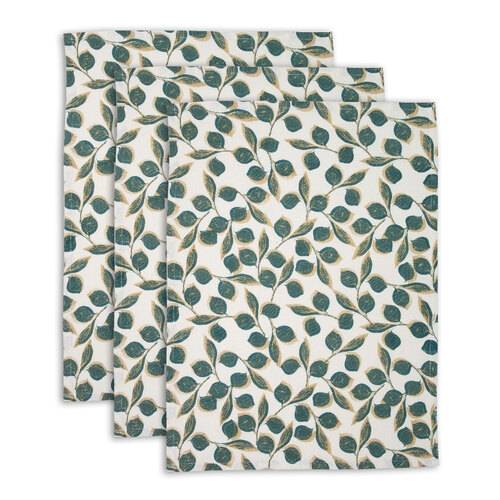 3x Rayell Gretal 50x70cm Kitchen Cotton Tea Towel - Sage