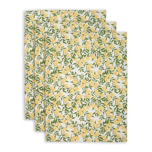 3x Rayell Lemons 50x70cm Kitchen Cotton Tea Towel - Yellow