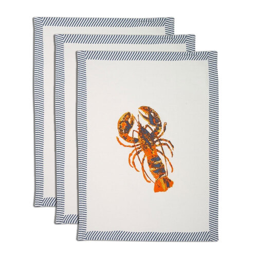 3x Rayell Crayfish 50x70cm Kitchen Cotton Tea Towel - Orange