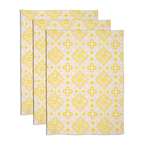 3x Rayell Nanny 50x70cm Kitchen Tea Towel Home Decor - Yellow
