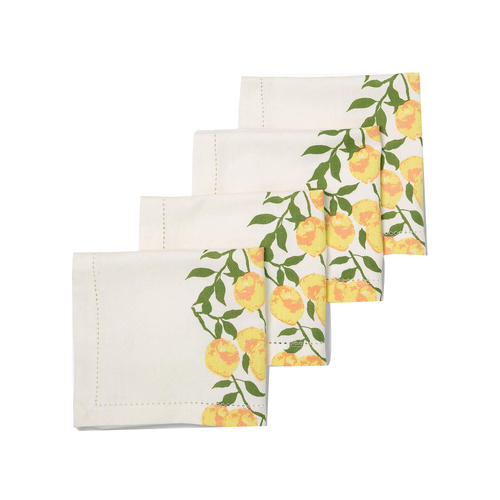 4pc Rayell Lemons 40x40cm Cotton Napkin Cloth - Yellow