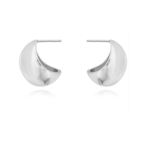 Culturesse La Lumiere Modern 15mm Cocoon C-Hoop Earrings - Silver