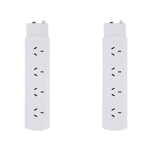 2PK Crest 4-Socket Power Board Extension Outlet Strip - White