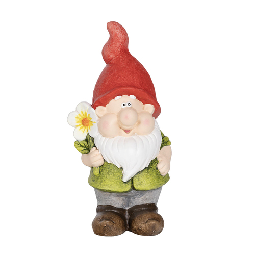 Northcote Pottery Gnome Garden Decor Red Hat W Flower 28cm