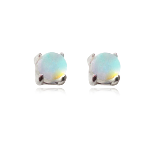 Culturesse Dawn Dainty 3mm Moon Stud Earrings - Opal