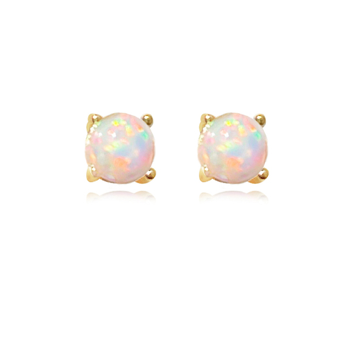 Culturesse Siria 4mm Dainty Opal Stud Earrings - Gold