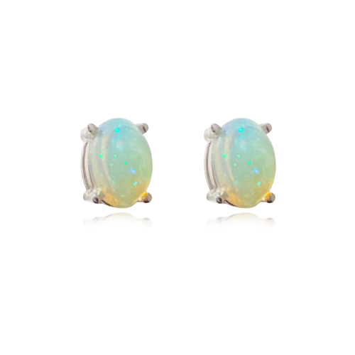 Culturesse Lumi 6mm Dainty Stud Earrings - Solid Opal