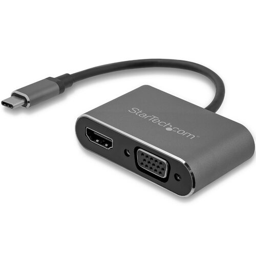 Star Tech USB-C to VGA and HDMI Adapter - 2-in-1 4K 30Hz - Space Gray