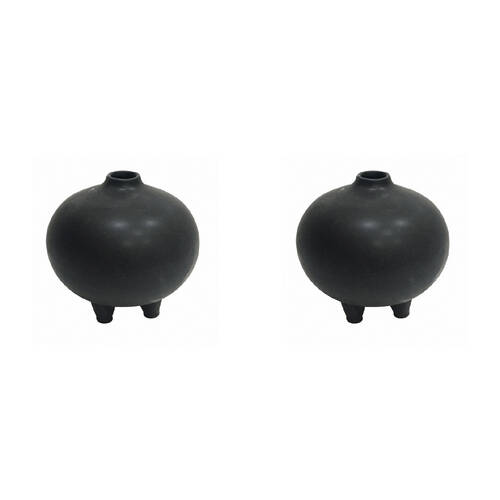 2PK Darlin Piper Round Handmade Porcelain Vase Home Decor 16x15cm Black