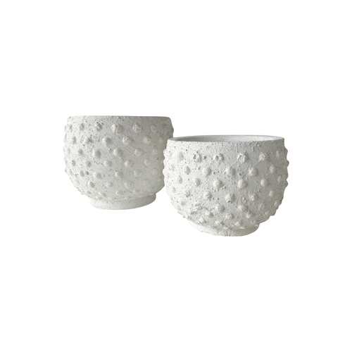 2pc Darlin Concrete 50cm Sandy Spot Plant Pots Set Home Decor White