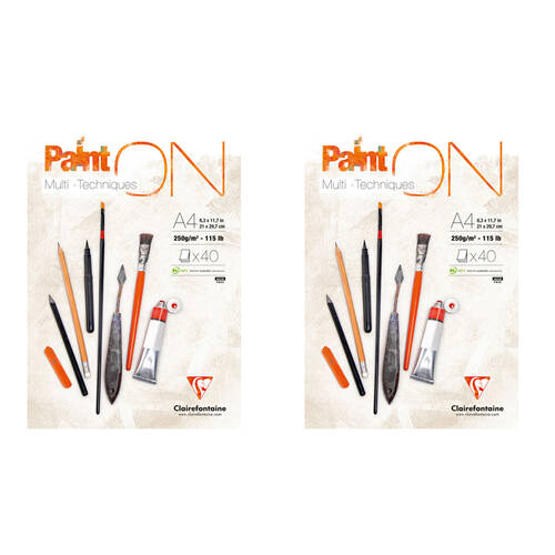 2PK Clairefontaine Paint'On Heavy-Weight Glued Creative Artist Pad A4 White