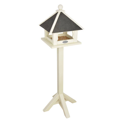 Esschert Design Freestanding Timber Bird Feeder White Pinewood Stand 132cm