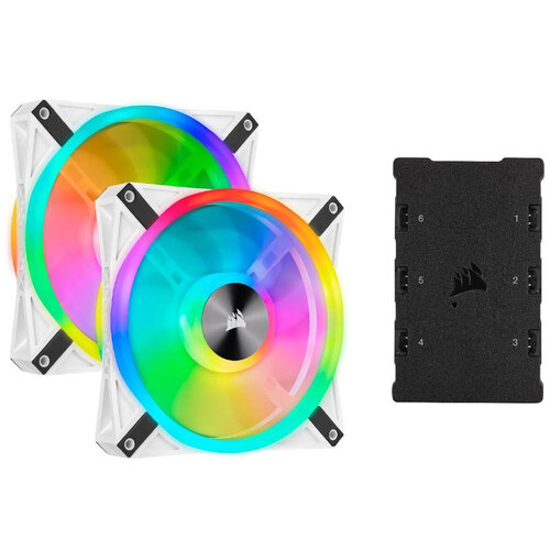 2PK Corsair iCUE QL140 RGB 140mm Cooling Fan for Gaming PC Case - White