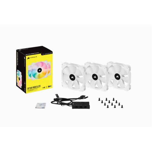 3PK Corsair SP120 RGB LED ELITE 120mm Cooling Fan for Gaming PC Case - White