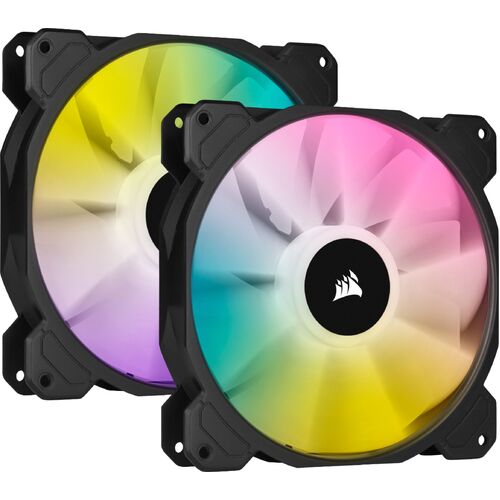 2PK Corsair iCUE SP140 RGB ELITE 140mm RGB Fan w/AirGuide for PC Case - Black