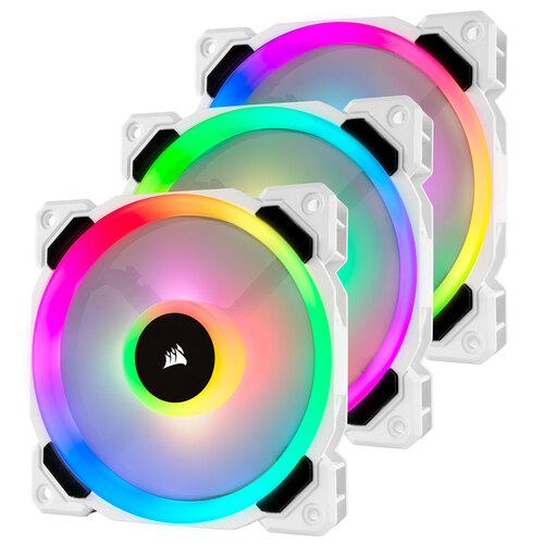 3PK Corsair Dual Light Loop LL120 RGB 120mm Cooling Fan for Gaming PC Case - White