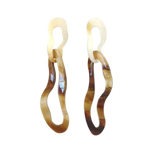 Culturesse Harper 95mm Irregular Twists Drop Earrings For Pierced Ears - Brown