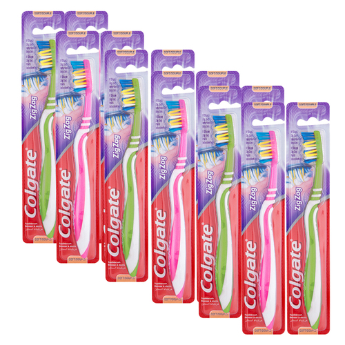 12PK Colgate Zig Zag Toothbrush Pack - Soft - Assorted