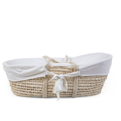 Childhome Corn Husk Baby Sleeping Moses Basket w/ White Insert - Natural