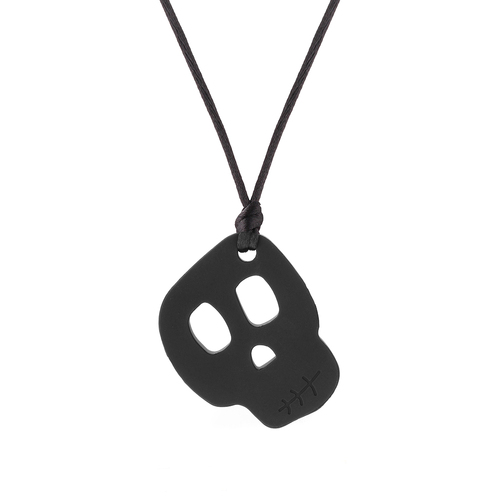 Chewigem Skull Sensory/Fidget Silicone Chew Pendant - Black 3y+