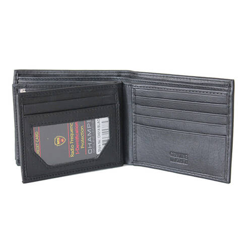Champs Leather Mens 12cm Cash/RFID Wallet Holder - Black